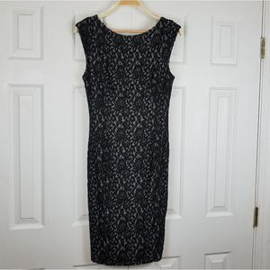 French Connection Black Lace Fitted Sheath Dress